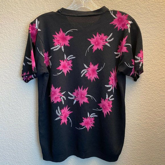 FALLER WOMENS BLACK FLORAL PRINTED TOP T SHIRT - Picture 3 of 8